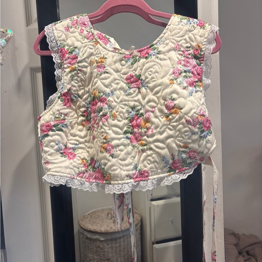 NWT For Love & Lemons Amandine Crop Top M - Picture 4 of 7